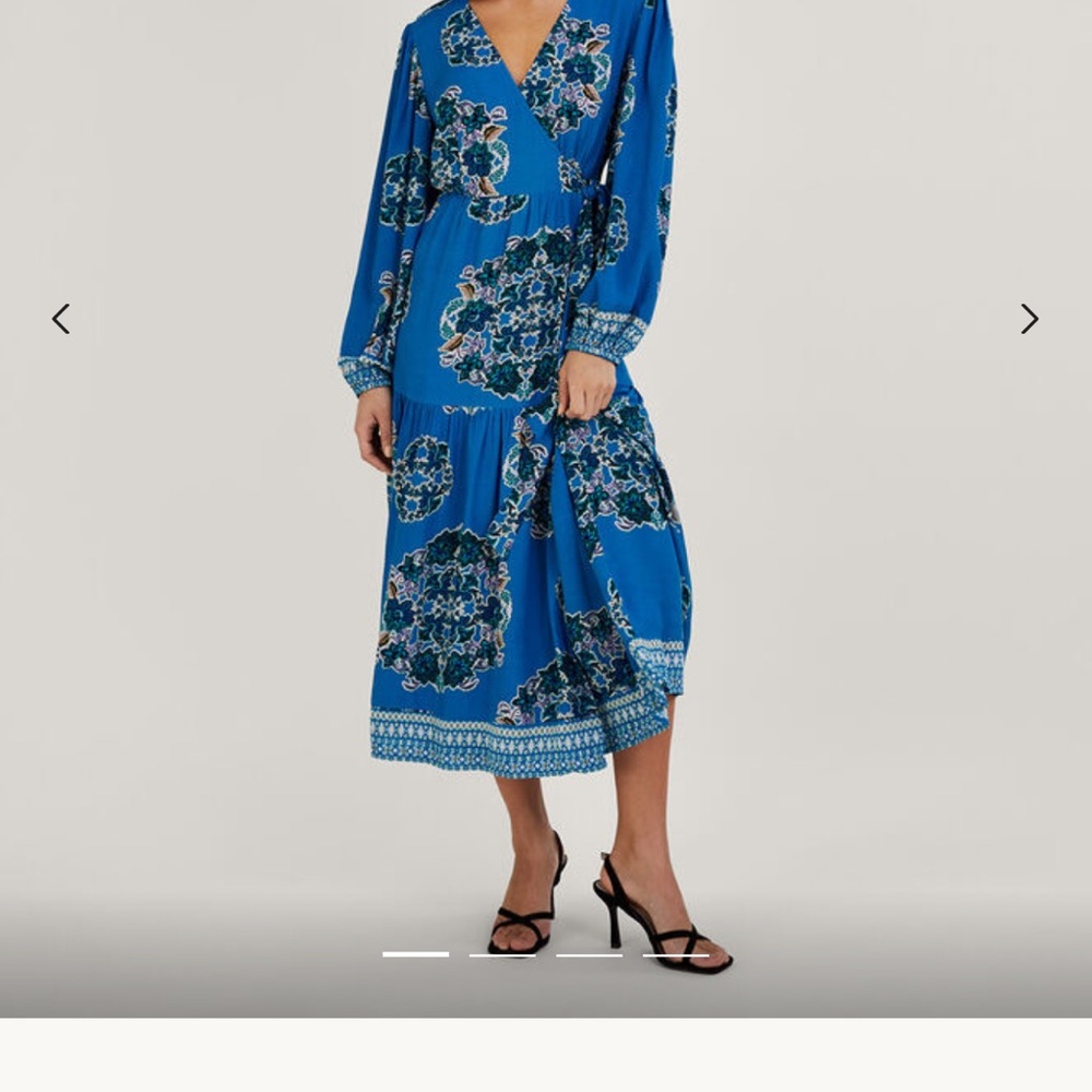 Monsoon Royal Blue Floral Long Sleeve Dress NWT size12
